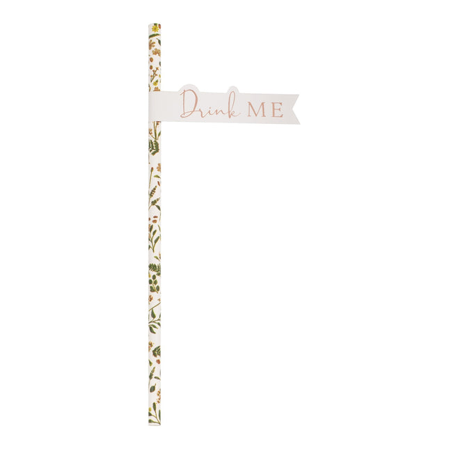 Pailles colorées Fleurs 19cm 16pcs