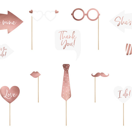 Photobooth Wedding Rose Gold 12pcs