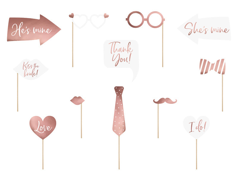 Photobooth Wedding Rose Gold 12pcs