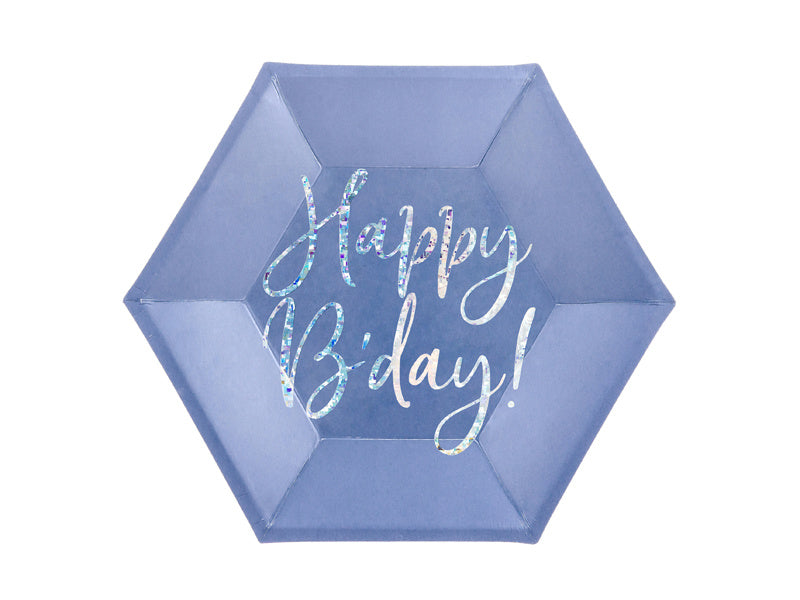 Assiettes Happy B'Day Bleu 20cm 6pcs