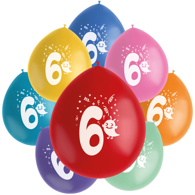 Ballons 6 ans colorés 23cm 8pcs