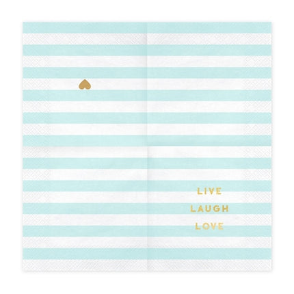 Serviettes de table bleu clair Live Laugh Love 33cm 20pcs