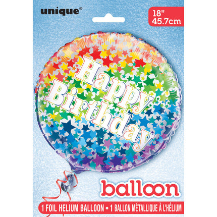 Ballon à l'hélium Happy Birthday Stars Rainbow 45cm vide