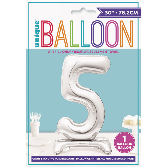 Ballon de baudruche Figure 5 Silver Standard 76cm