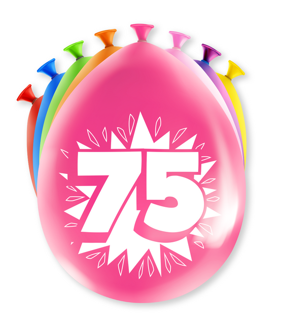 Ballons 75 ans Hurrah 30cm 8pcs