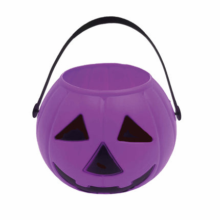 Seau à bonbons violet d'Halloween Citrouille 15cm