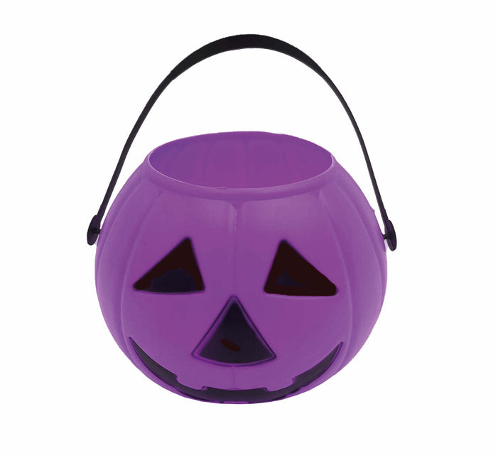 Seau à bonbons violet d'Halloween Citrouille 15cm