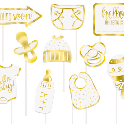 Photo Props Baby Shower Gold 10pcs