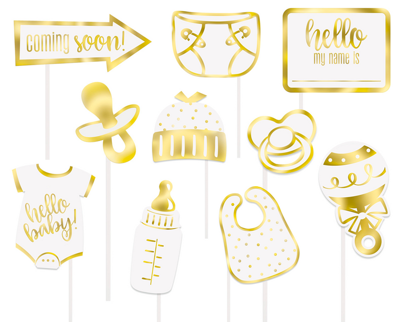 Photo Props Baby Shower Gold 10pcs