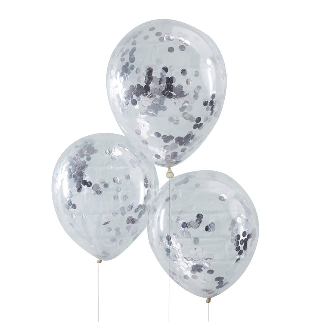 Ballons confettis argentés 30cm 5pcs