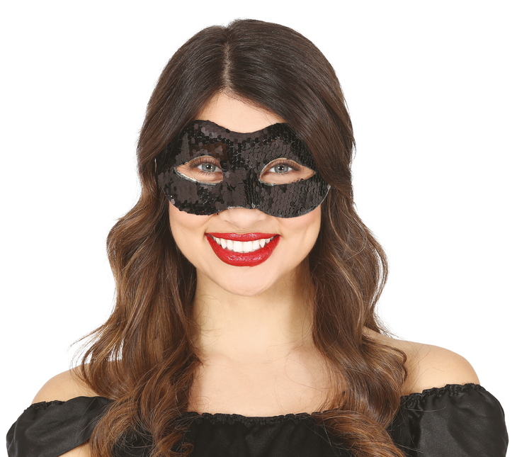 Masque noir à paillettes