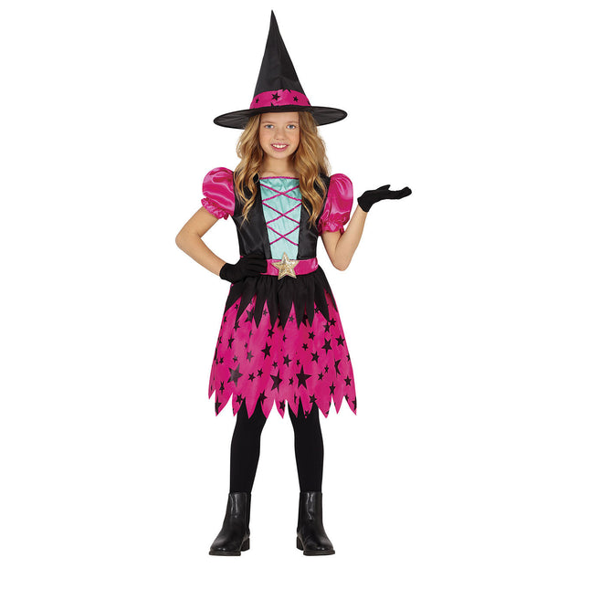 Sorcière Costume d'Halloween Fille Étoile Rose