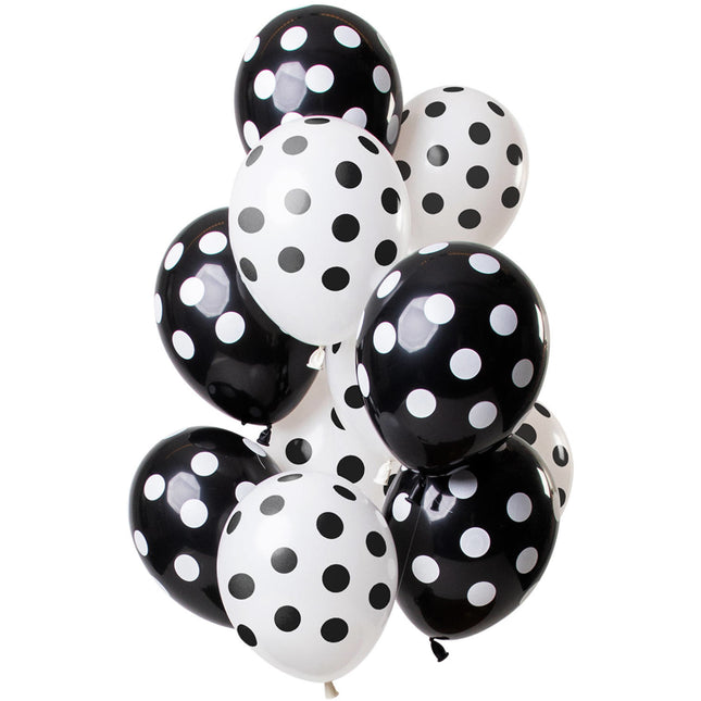 Ballons noirs à pois 30cm 12pcs