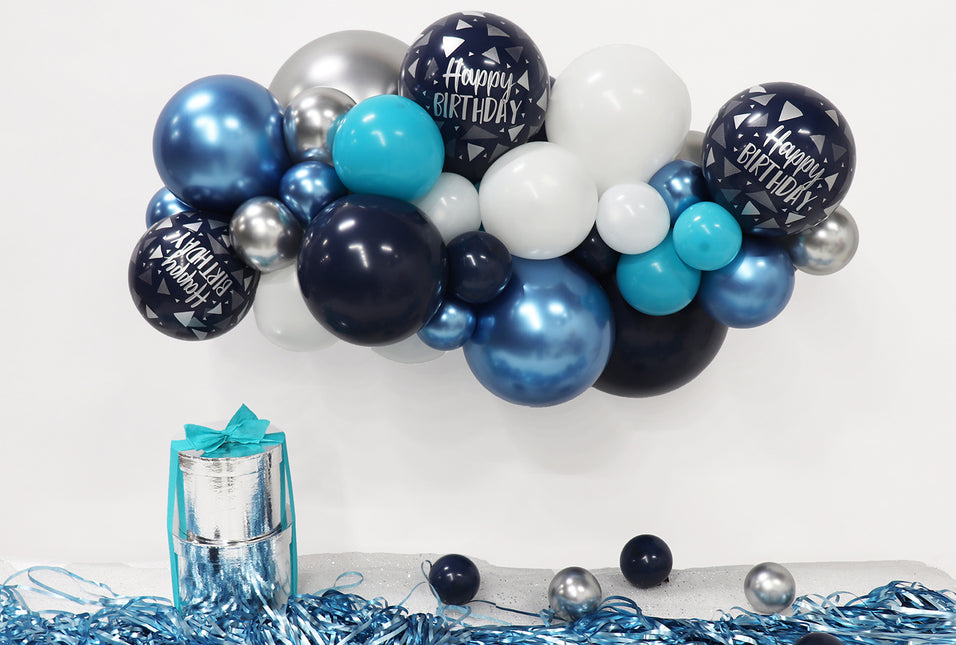 Kit de ballons de baudruche DIY Organic Happy Birthday Navy