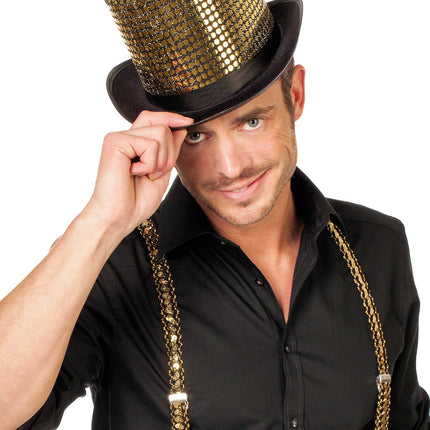 Chapeau doré à paillettes