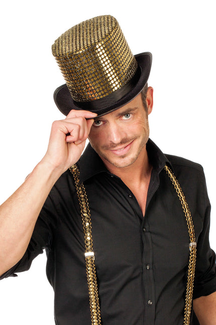 Chapeau doré à paillettes