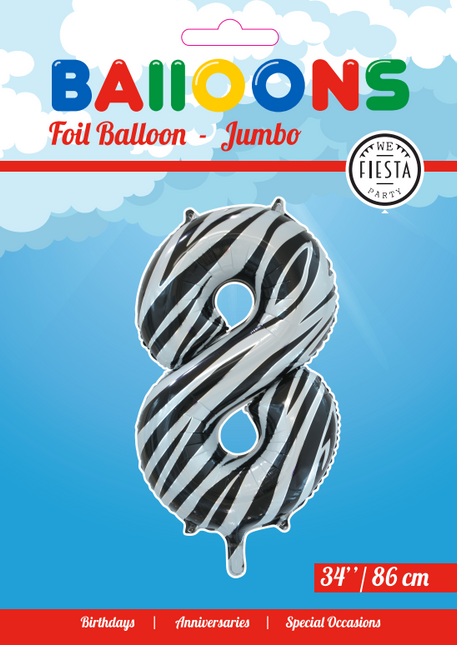 Ballon de baudruche Figure 8 Zebra XL 86cm vide