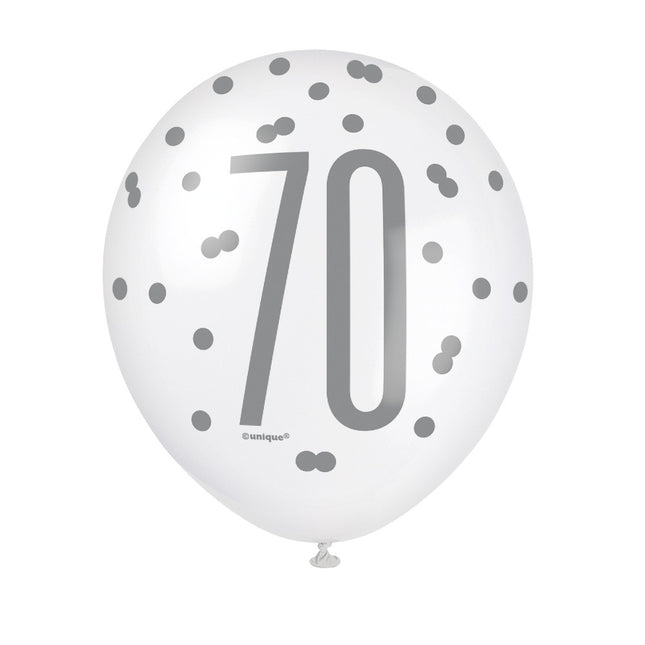 Ballons 70 Years Dots Black 30cm 6pcs