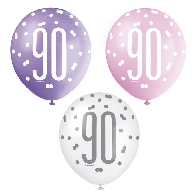 Ballons 90 Years Dots 30cm 6pcs