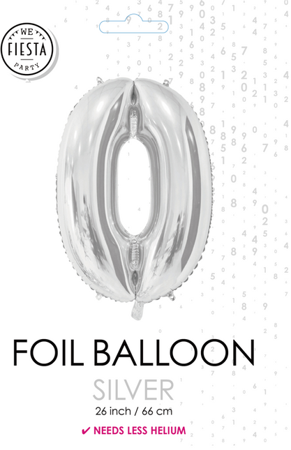 Ballon de baudruche Figure 0 Silver 66cm