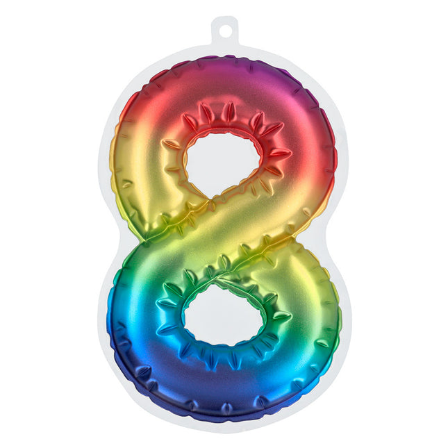 Rainbow 8 Year Stickers Foil Balloon 20cm