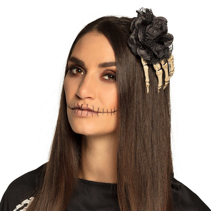 Accessoire pour cheveux d'Halloween Main de squelette