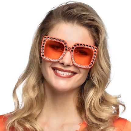 Lunettes orange pailletées