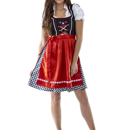 Robe Dirndl noire et blanche Oktoberfest Ladies Checkered