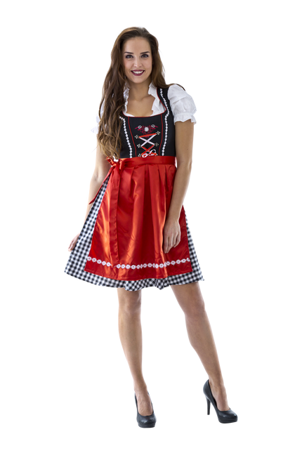 Robe Dirndl noire et blanche Oktoberfest Ladies Checkered