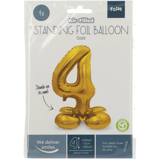 Ballon de baudruche Figure 4 or avec support 72cm