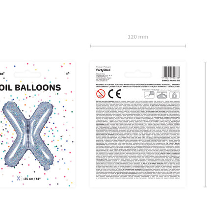 Ballon de baudruche Lettre X Holographique Vide 35cm