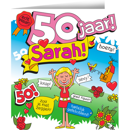 Carte d'anniversaire Sarah Cartoon 16.5cm