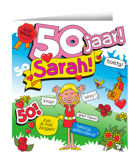 Carte d'anniversaire Sarah Cartoon 16.5cm