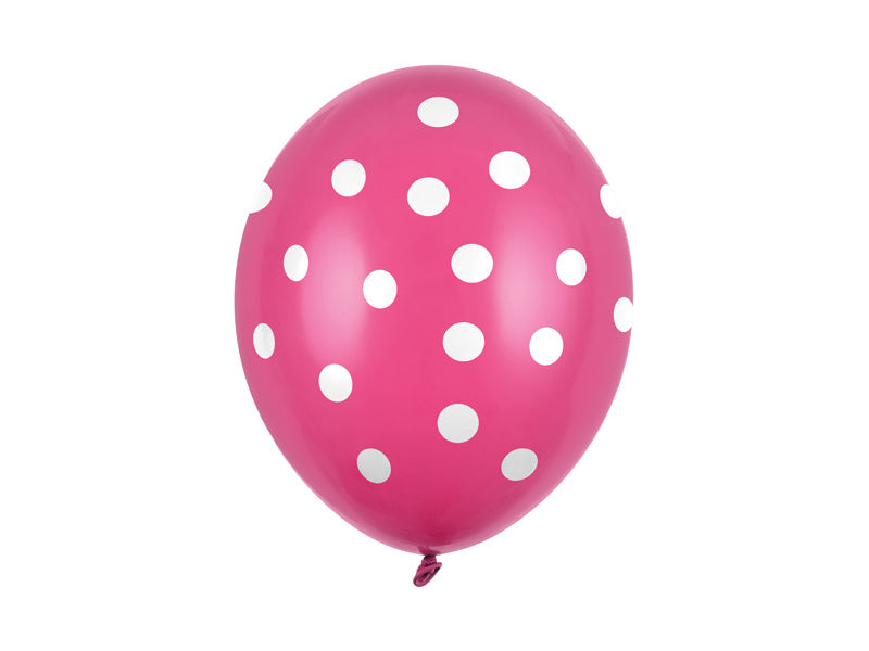 Ballons Fuchsia Points Blancs 30cm 6pcs