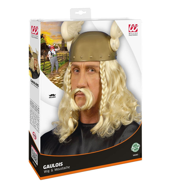 Perruque viking avec moustache