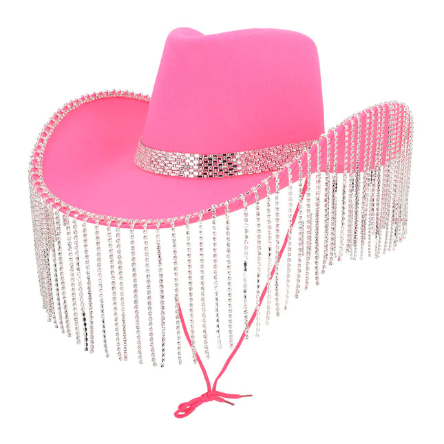 Chapeau de cowgirl rose pailleté