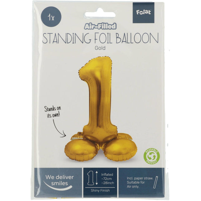 Ballon de baudruche Figure 1 or avec support 72cm