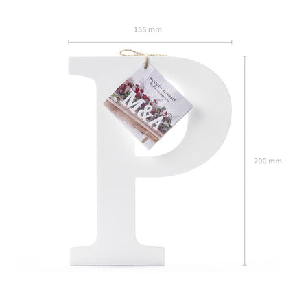 Lettre blanche P Bois 20cm