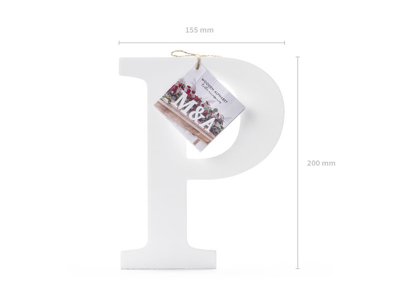 Lettre blanche P Bois 20cm