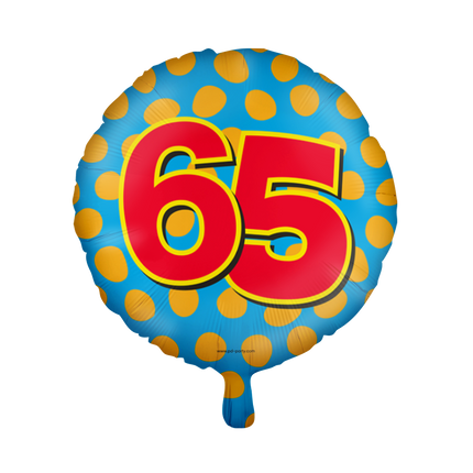 Ballon à l'hélium 65 ans coloré vide 46cm