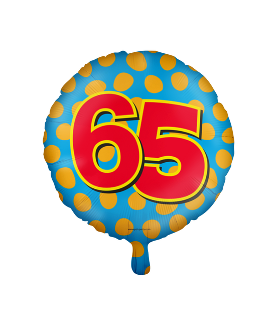 Ballon à l'hélium 65 ans coloré vide 46cm