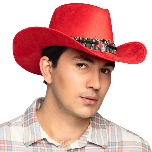 Chapeau de cow-boy rouge de luxe