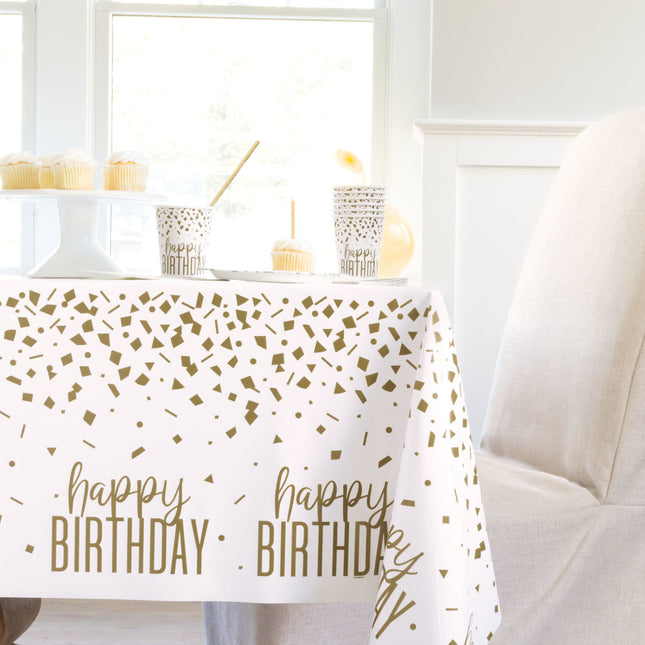 Nappe d'anniversaire Gold Confetti 2.13m