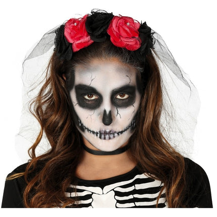 Bandeau de cheveux d'Halloween, voile de fleurs