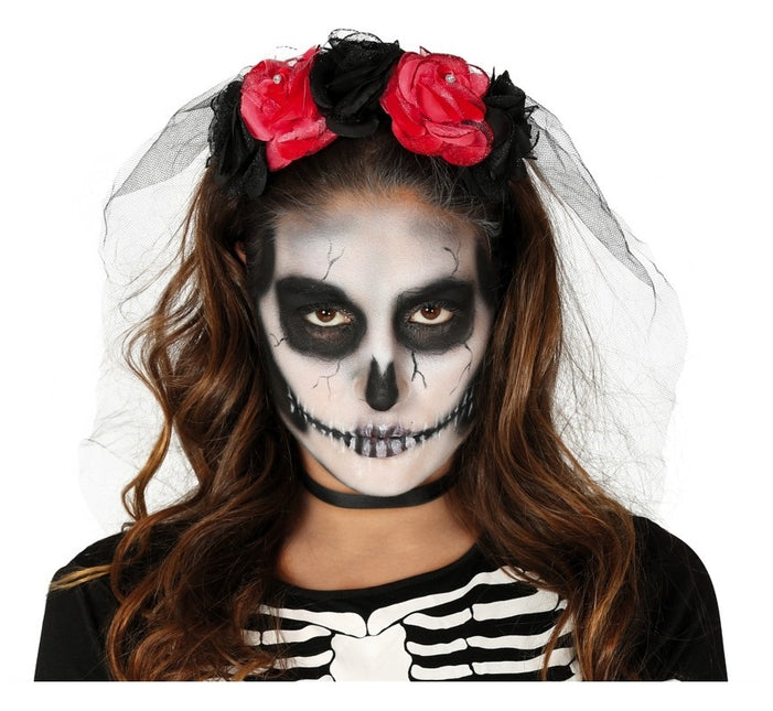 Bandeau de cheveux d'Halloween, voile de fleurs