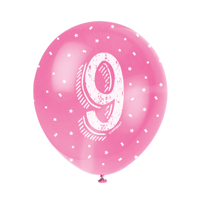 Ballons 9 ans Confetti 30cm 5pcs