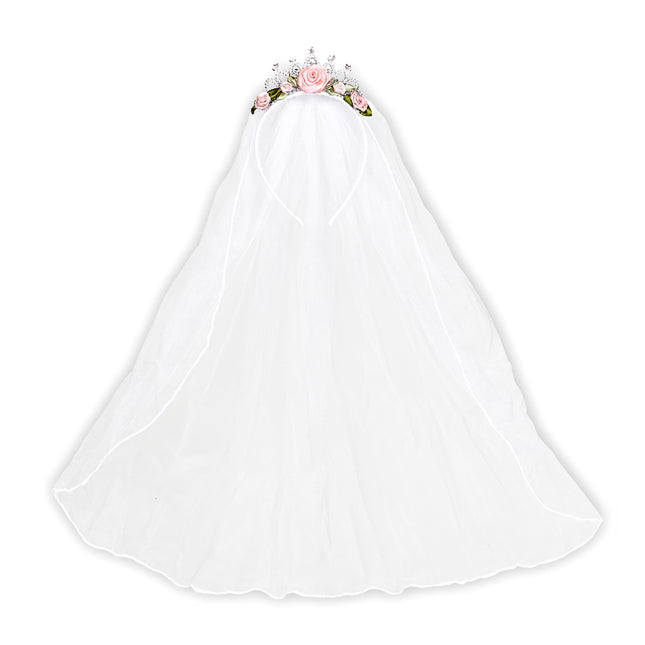 Couronne blanche avec voile de mariage