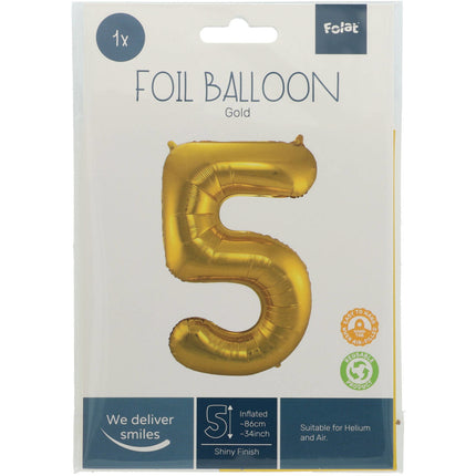 Ballon de baudruche Figure 5 Gold Metallic XL 86cm vide