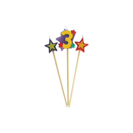 Set de bougies 3 Years Stars 26cm 3pcs