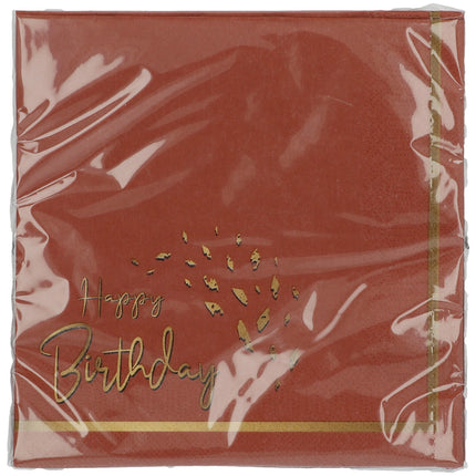 Serviettes de table Happy Birthday Rouge Or 33cm 20pcs